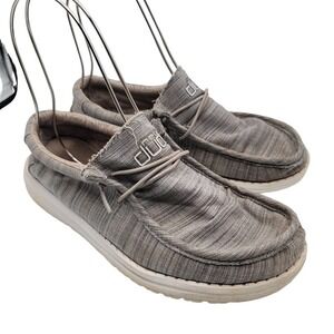 Hey Dude Wally Stone Linen Round Toe Slip On Casual Shoes Size Youth 6 Ladies 7